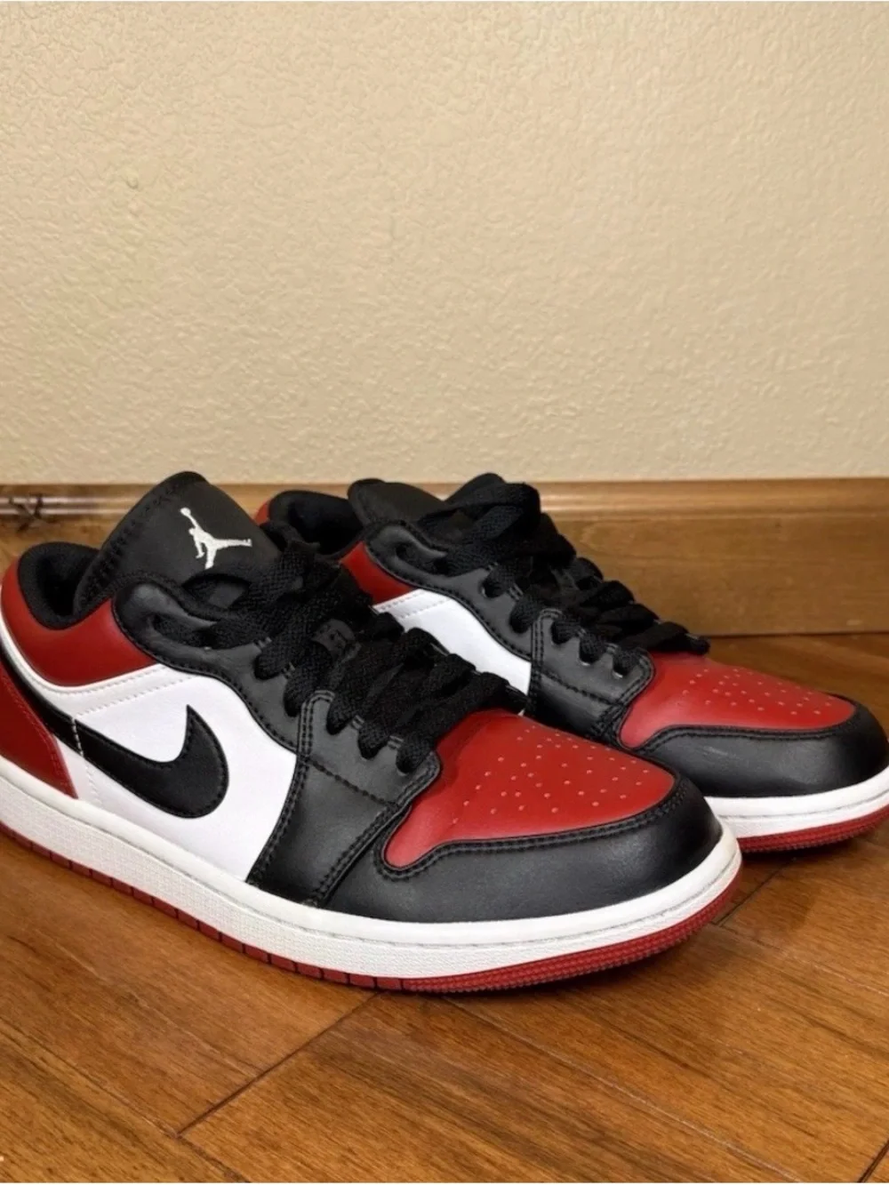 Jordan Kids Low-Top Sneakers in Black, Red, and White